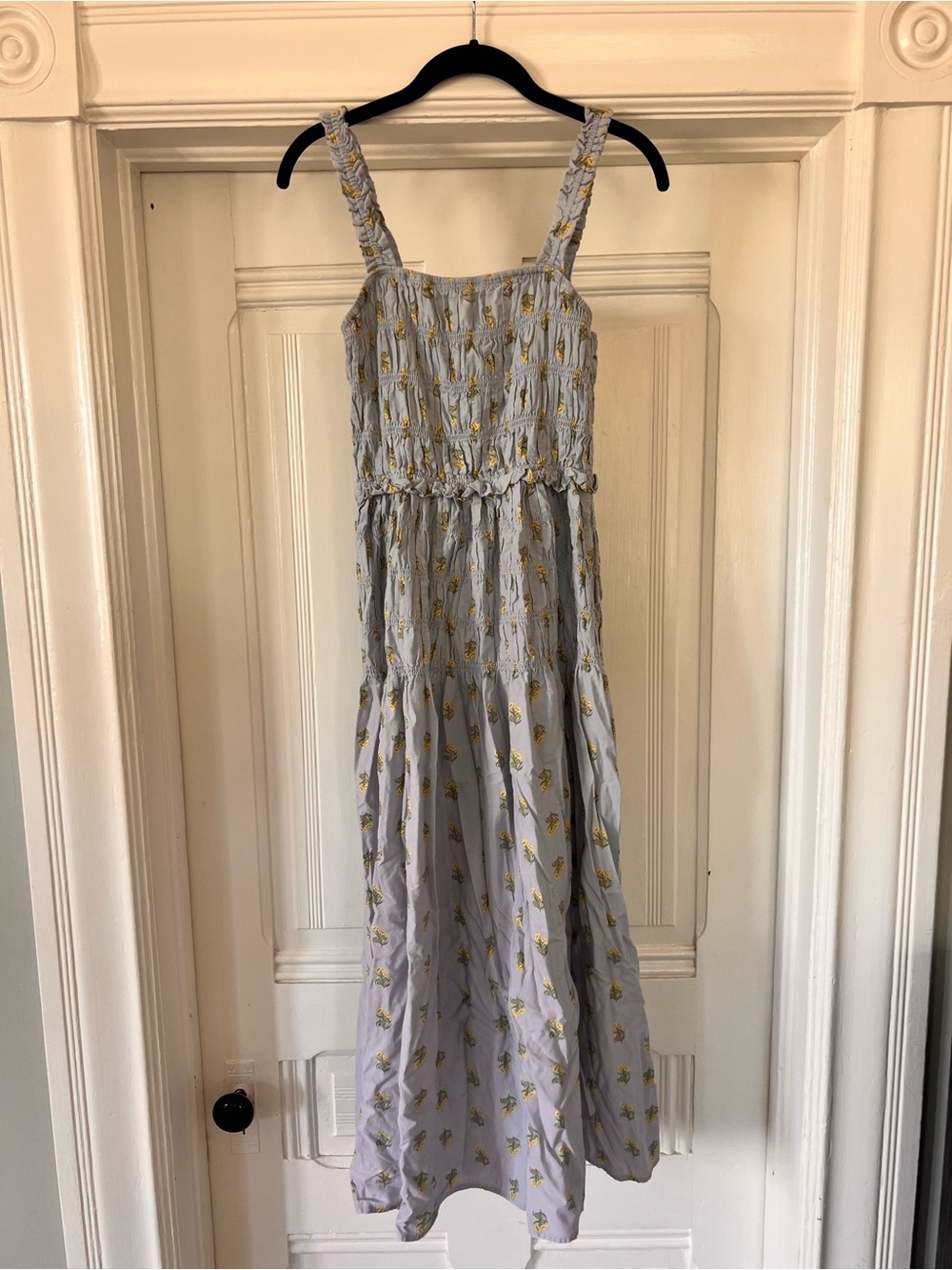 Universal Thread Light Blue Maxi Dress with Yellow Floral Print